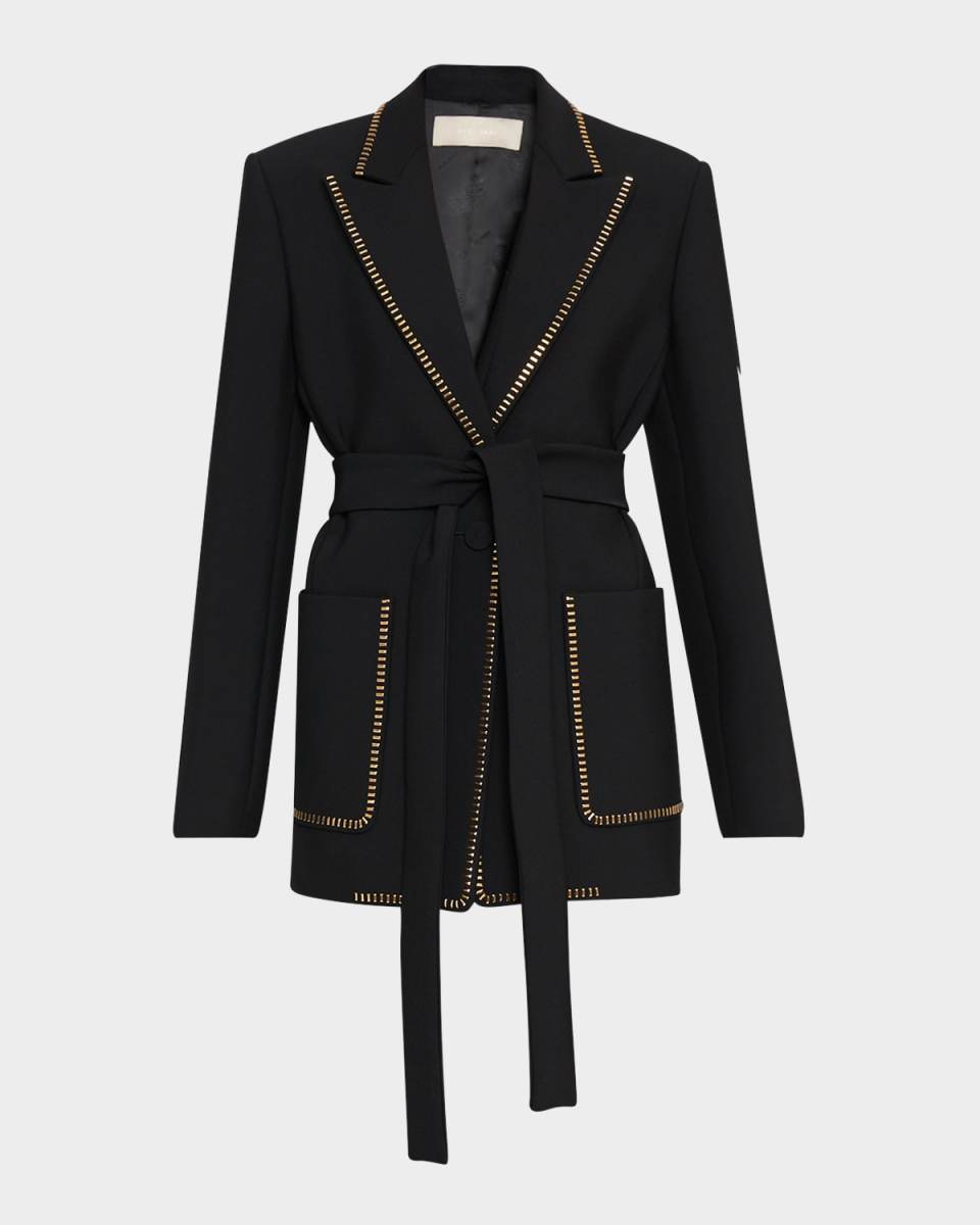 Embellished Belted Cady Blazer